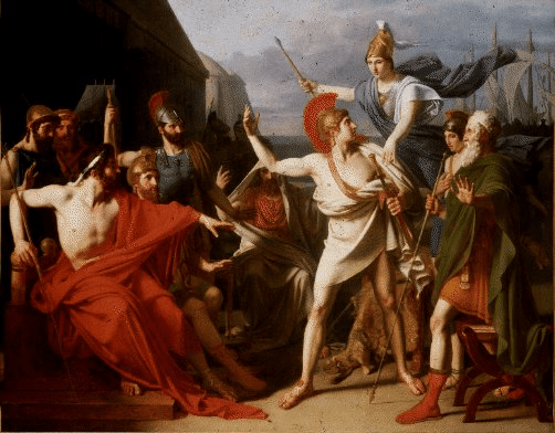 A 19th century painting of a scene from the Iliad