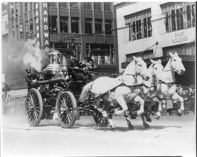 horse pulled fire pumper