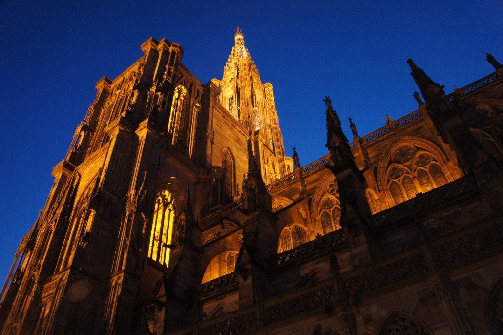 The imposing, giant Strasbourg cathedral.