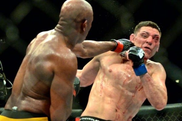 anderson silva slams nick diaz face ufc 183 2015 iamges