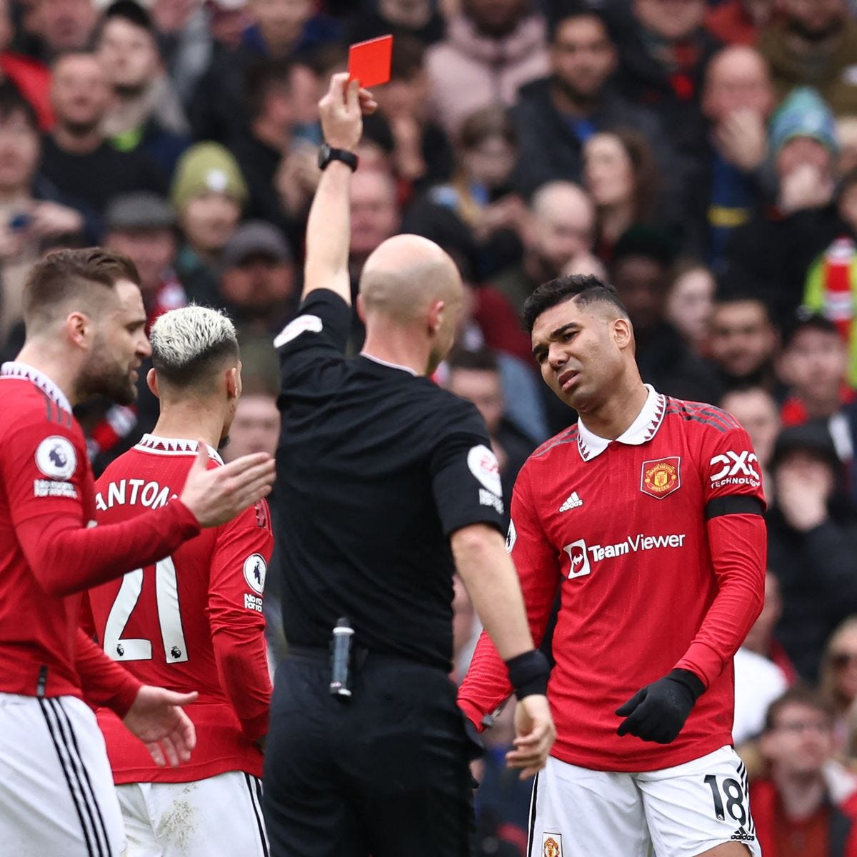 Which games will Casemiro miss after red card in Manchester United vs  Southampton - Manchester Evening News