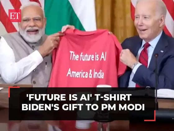 congress: Biden gifts PM Modi special T-Shirt with his quote from Congress  speech - The Economic Times Video | ET Now