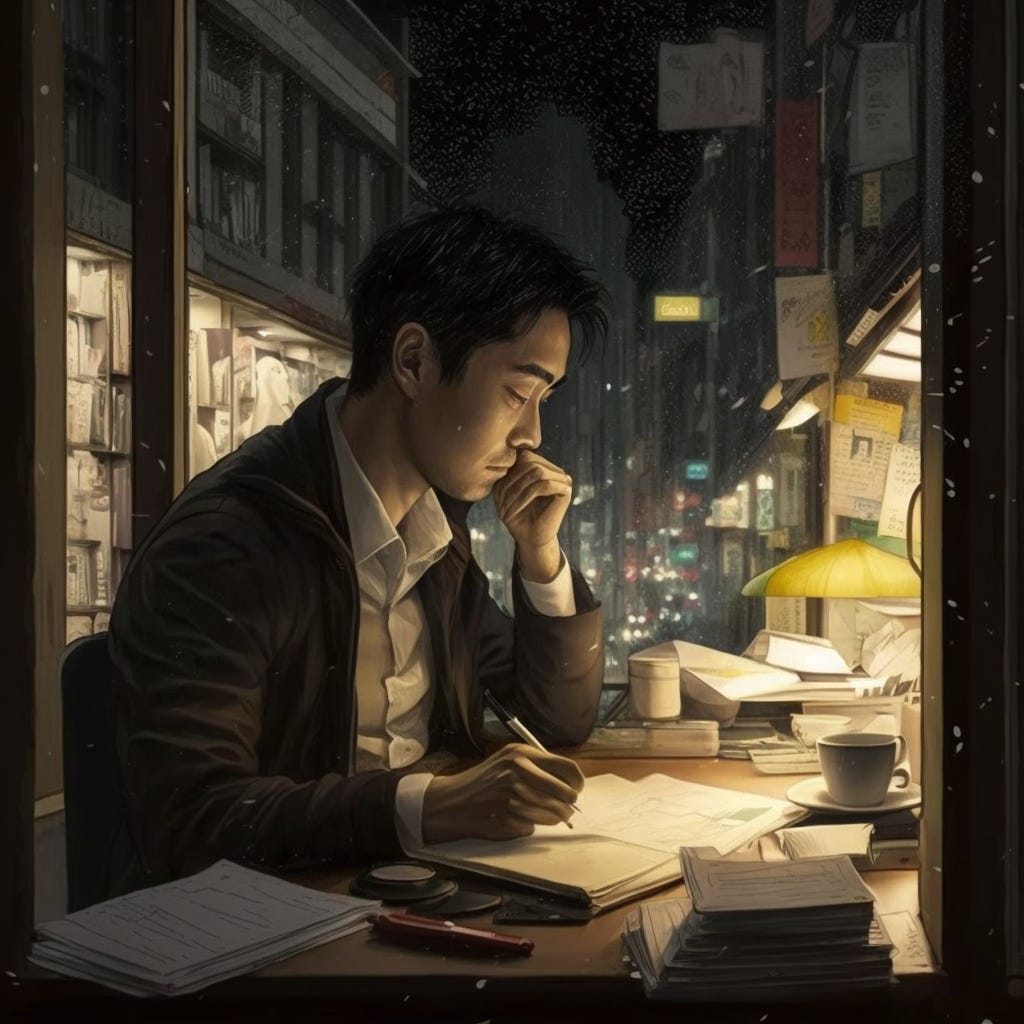 A writer at a book nook in Tokyo, I use this for my bio pic