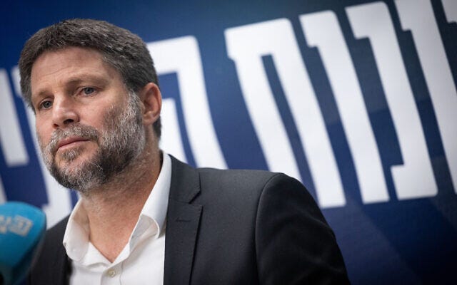 Finance Minister Bezalel Smotrich leads a Religious Zionism faction meeting at the Knesset in Jerusalem, July 1, 2024. (Yonatan Sindel/Flash90)