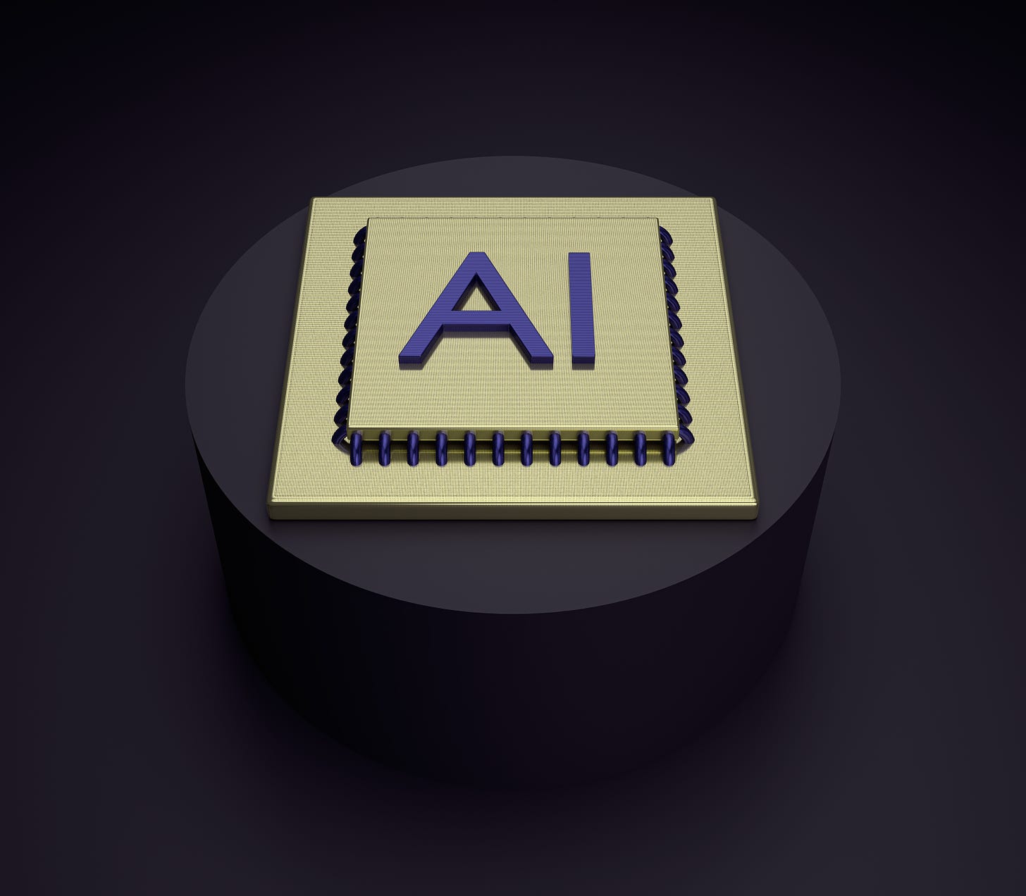 Computer chip with AI written on it