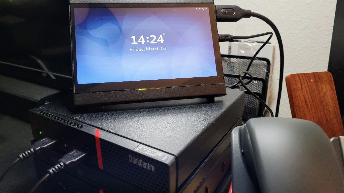 Tiny screen on tiny PC stack