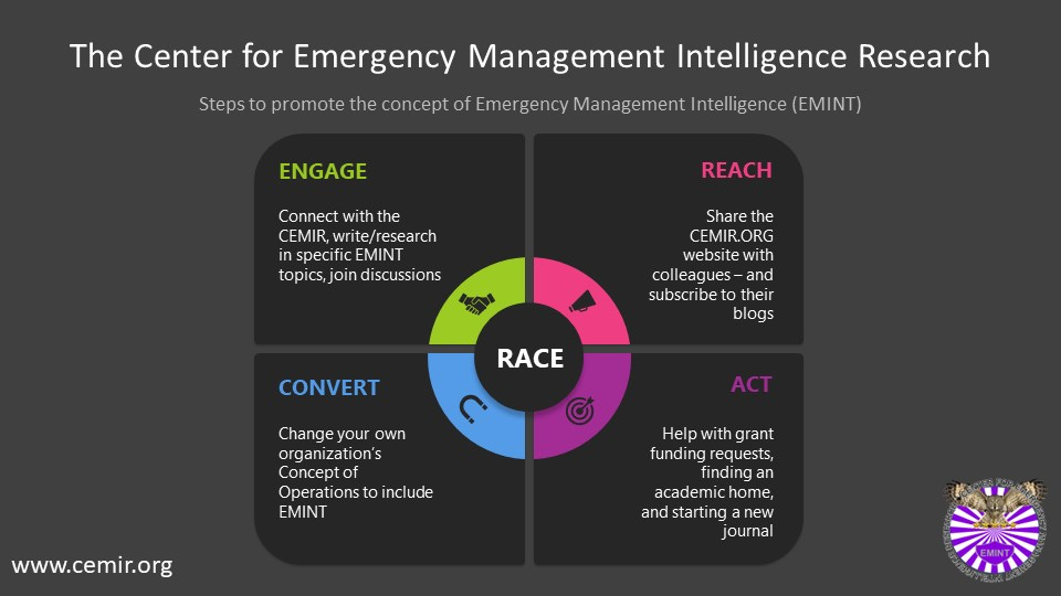 CEMIR RACE graphic - Reach, Act, Convert, Engage. Learn more at www.cemir.org.