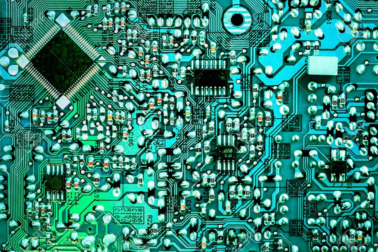 Turquoise Computer Circuit Board, Top View Stock Photo, Picture and Royalty  Free Image. Image 68680311.