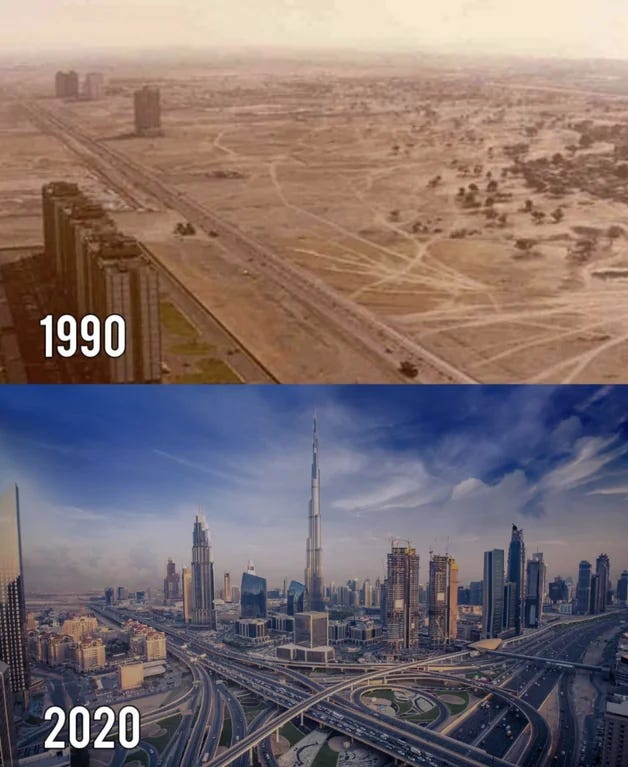 Dubai in 1990 vs in 2020