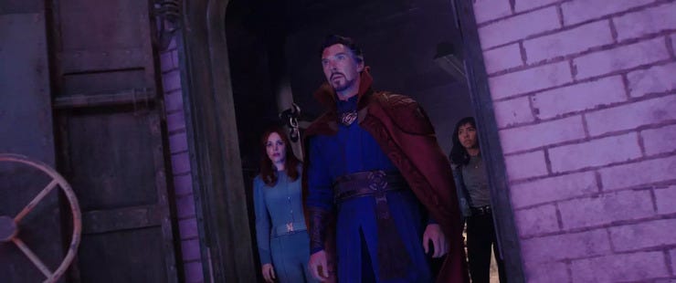 Doctor Strange and co doing some universe hopping