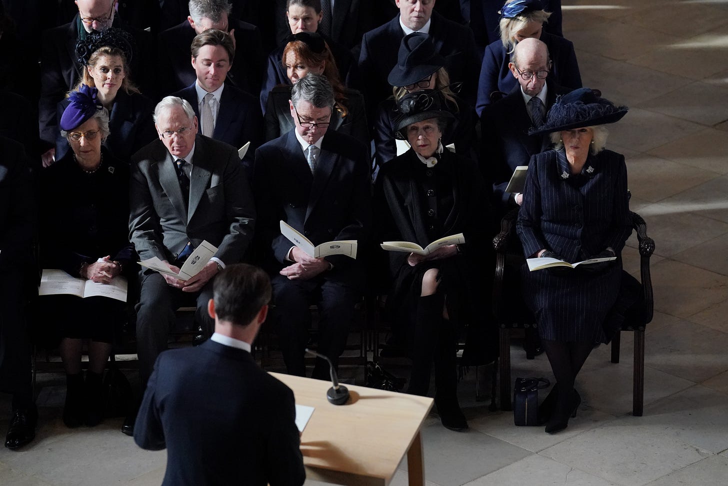 duke and duchess of gloucester attend King Constantine's memorial last month with Timothy Laurence, Princess Anne, and Queen Camilla