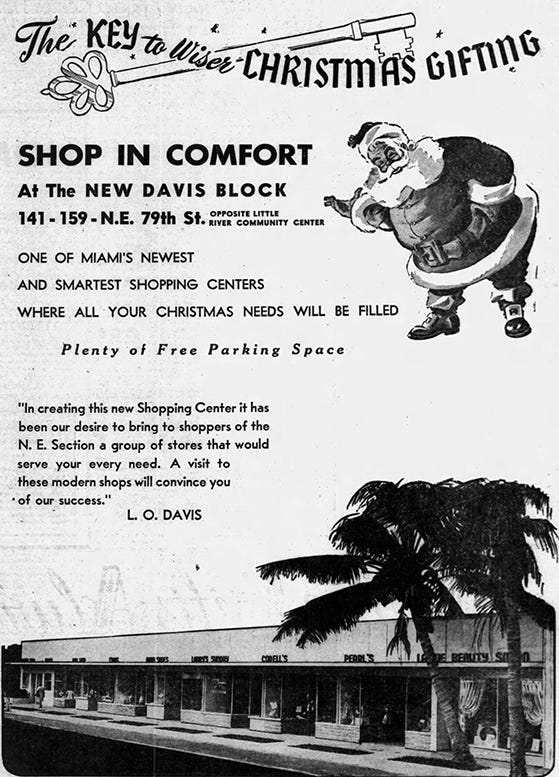 Figure 3: Ad in Miami News for Snappy Shopping Center in 1946