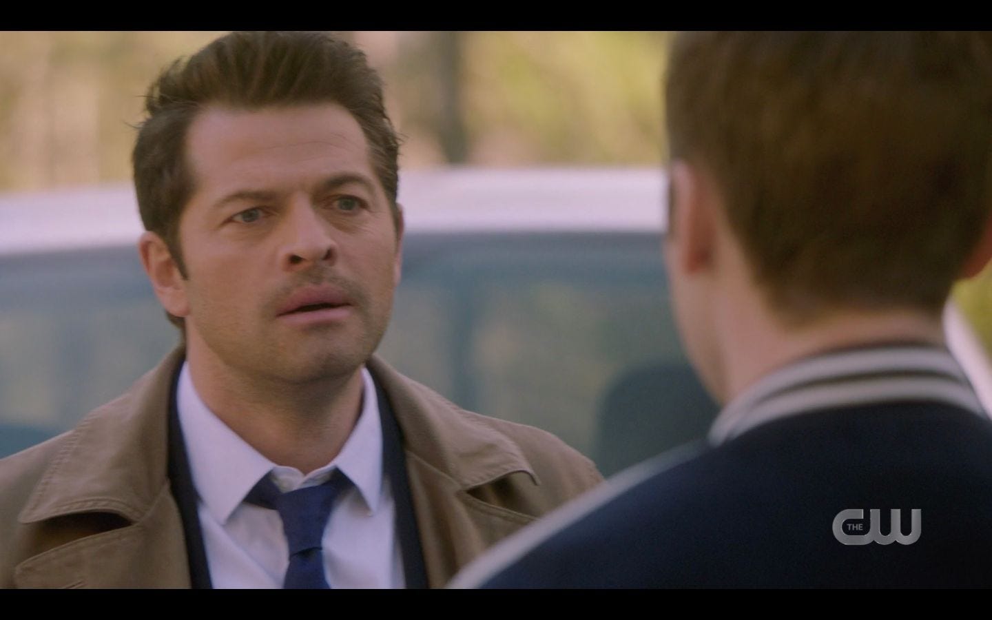 Castiel looking at Jack with love bulge SPN 14.20