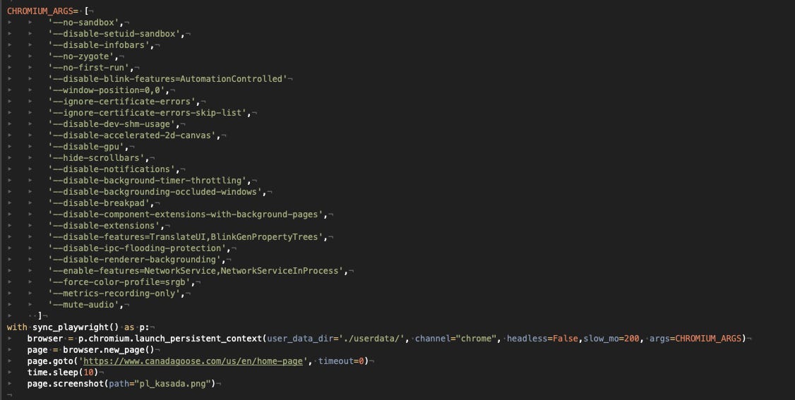Old configuration for Plawyright with Chrome