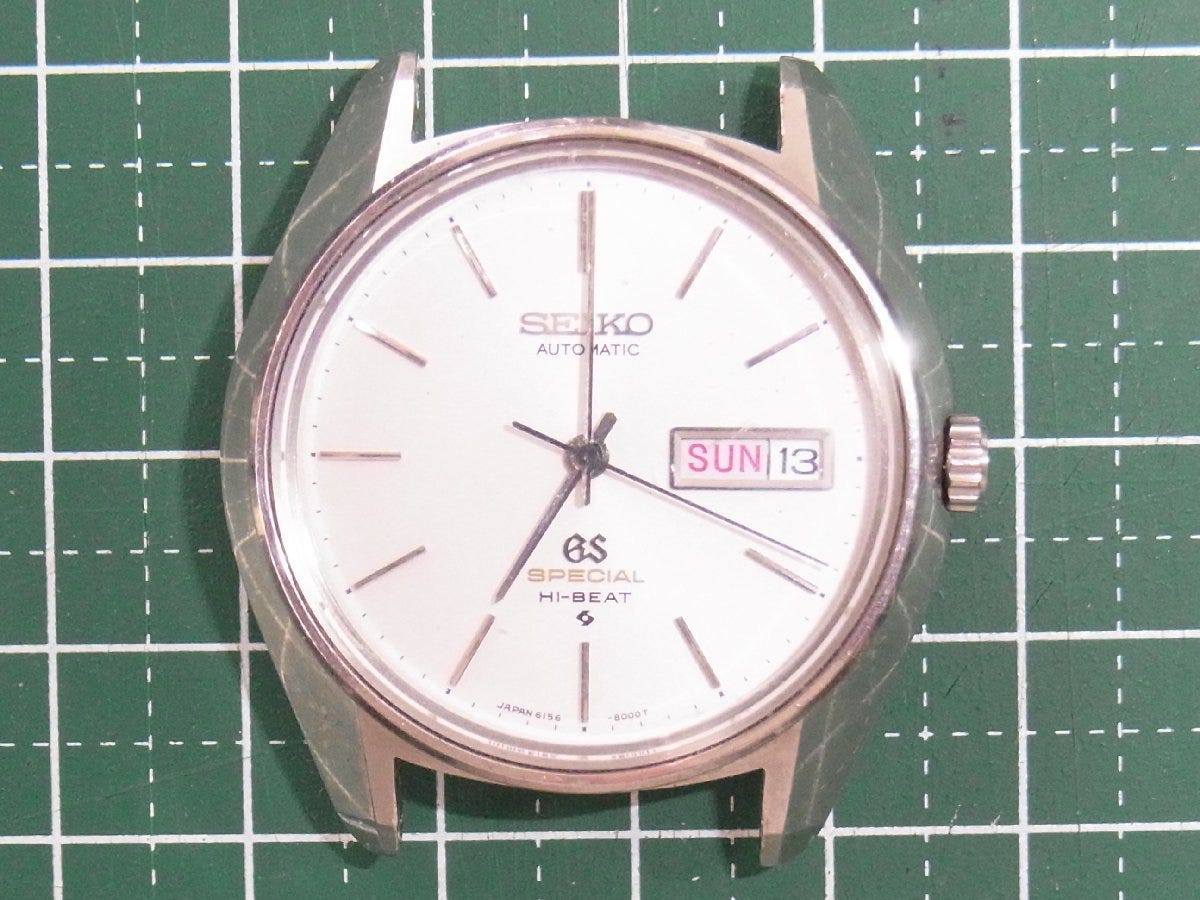 1 jpy ~ SEIKO [ immovable junk ]GS special high beat automatic day date men's head only Junk