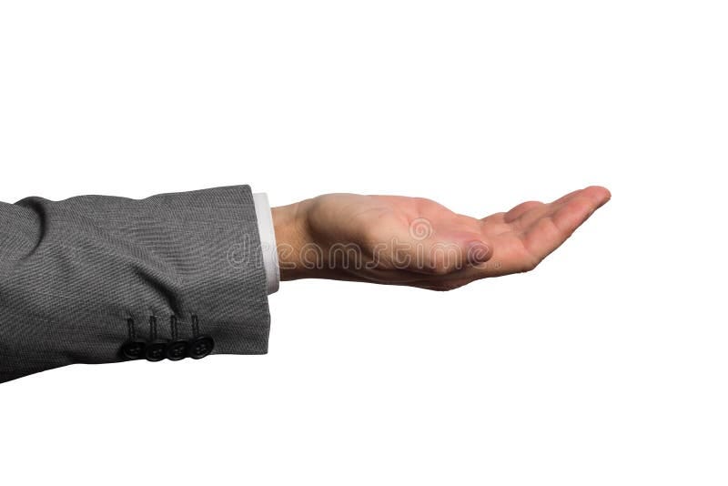 Businessman Holding an Empty Hand Isolated on White. Stock Photo ...