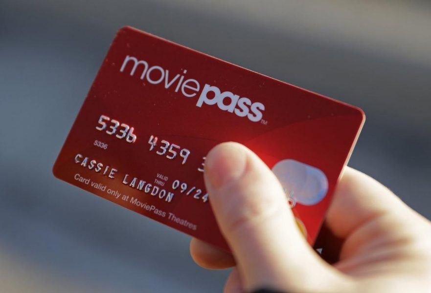 MoviePass red card subscription services held in hand of customer