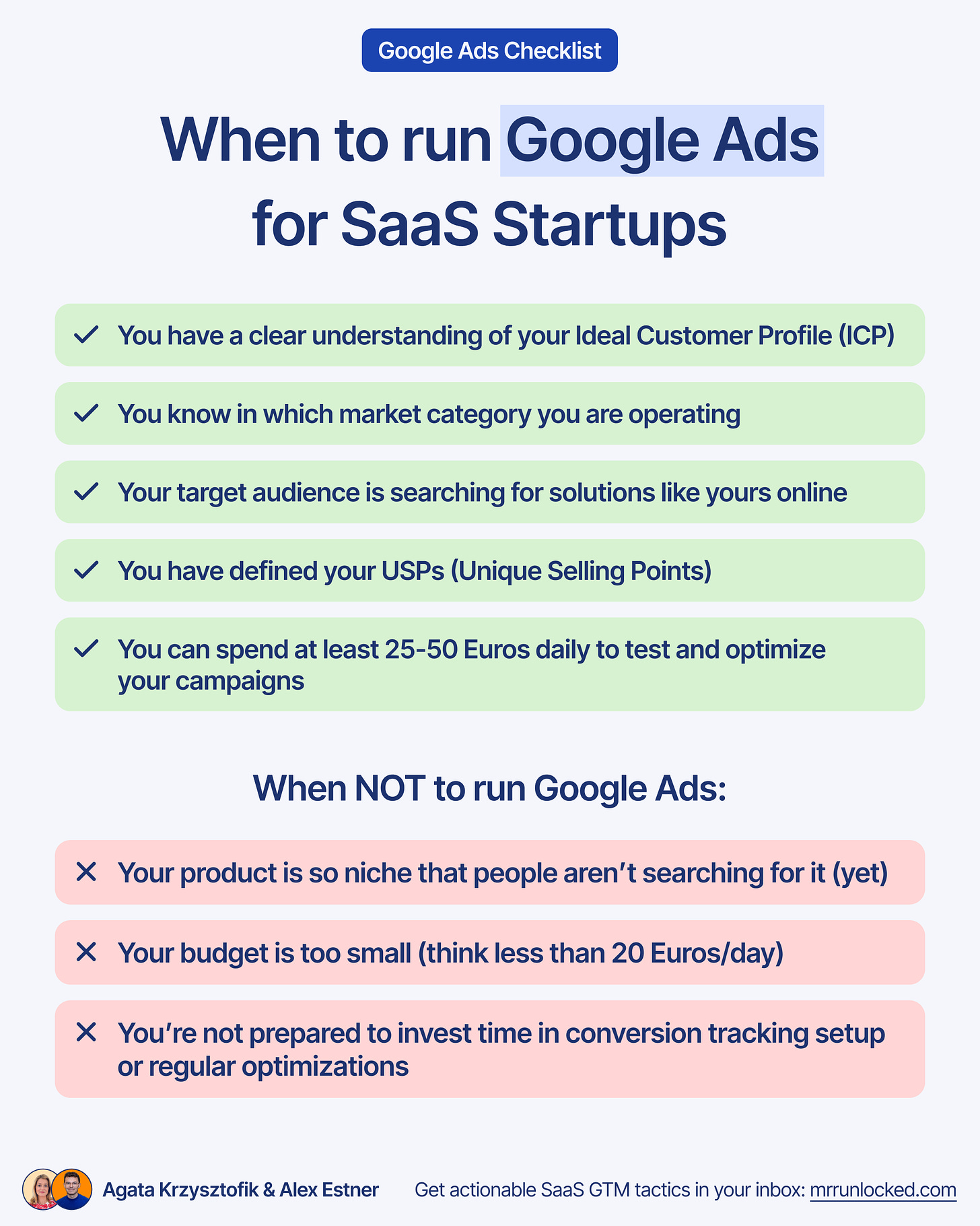 Google Ads checklist for SaaS founders