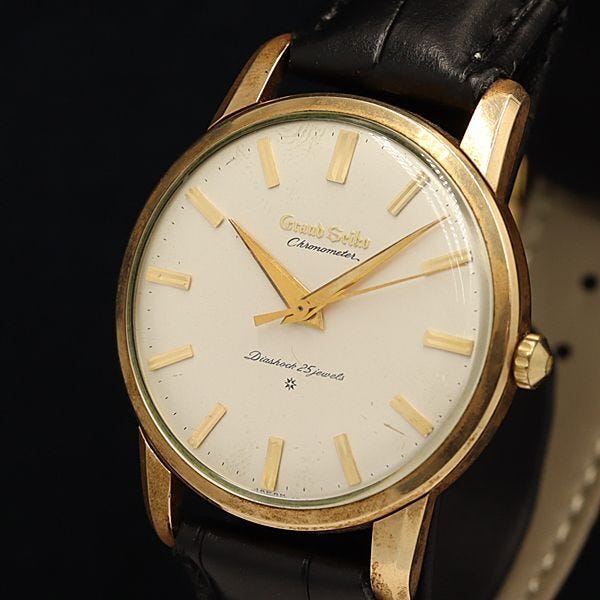 1 Yen Seiko Manual Winding YG Grand Seiko Round White Dial Men's Watch INB 7016130 4DIT