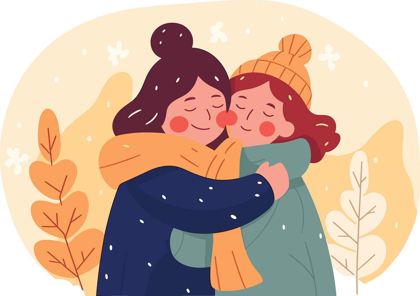 friends giving each other a warm hug vector illustration ...