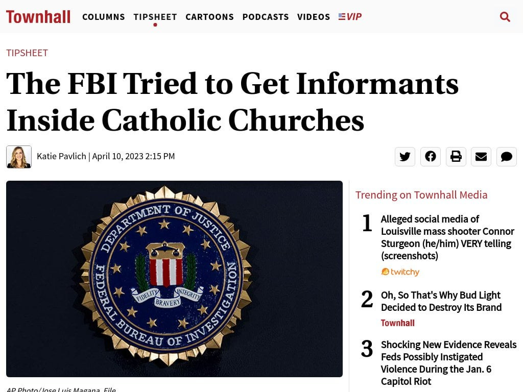 The FBI Tried to Get Informants Inside Catholic Churches - Just abolish ...