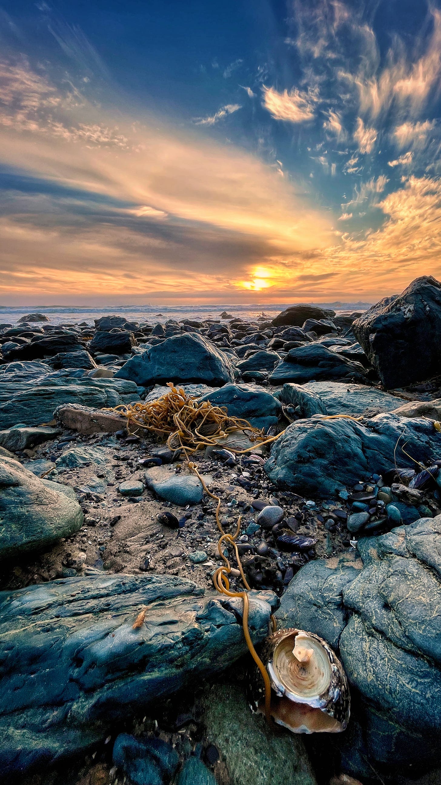 sunset at beach in tidepools