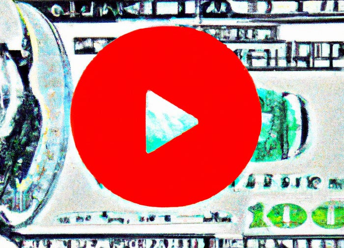 Digital illustration of the YouTube logo on top of an American hundred dollar bill Digital illustration of the YouTube logo on top of an American hundred dollar bill