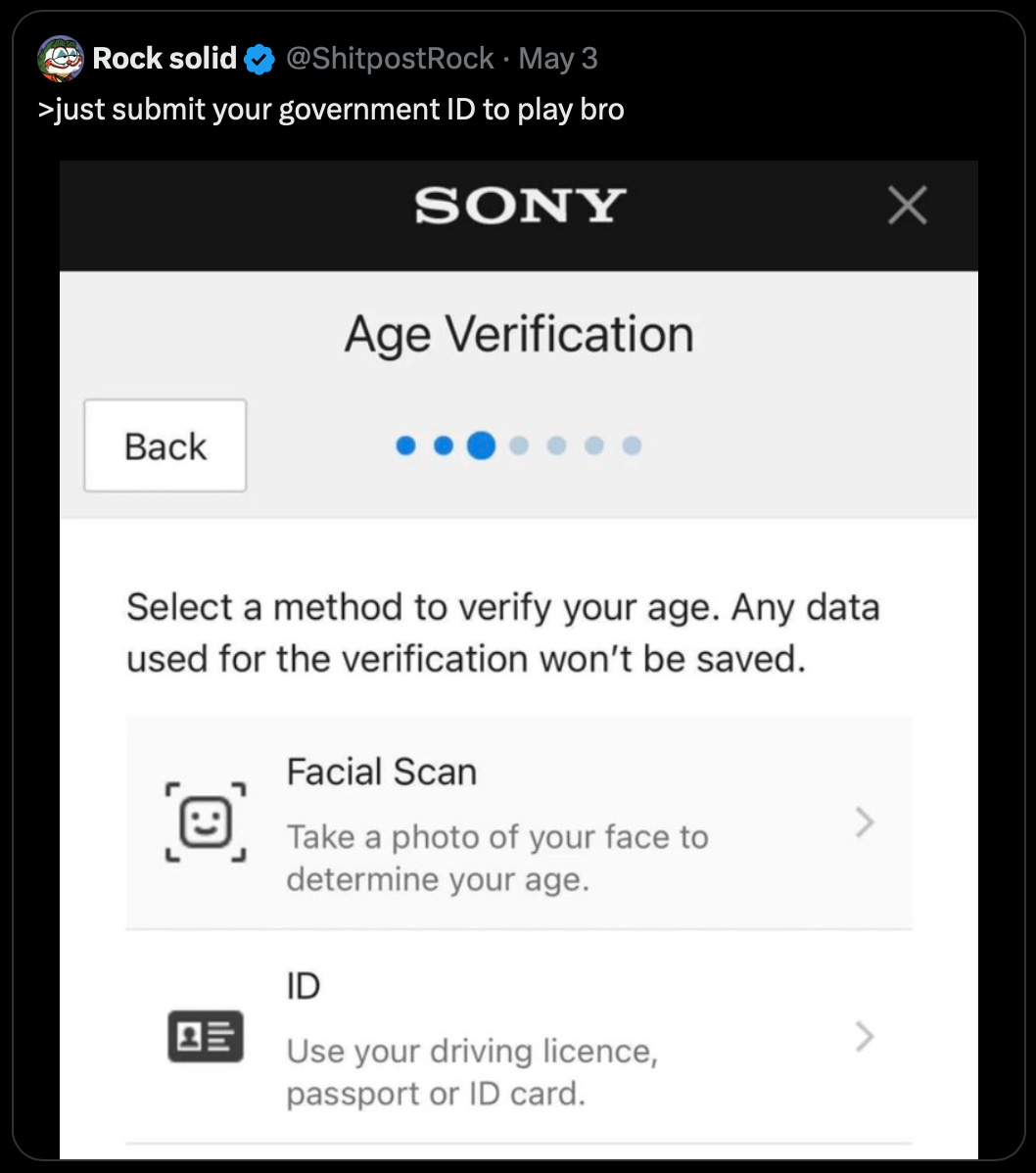 PSN requirement of biometric identification to create an account