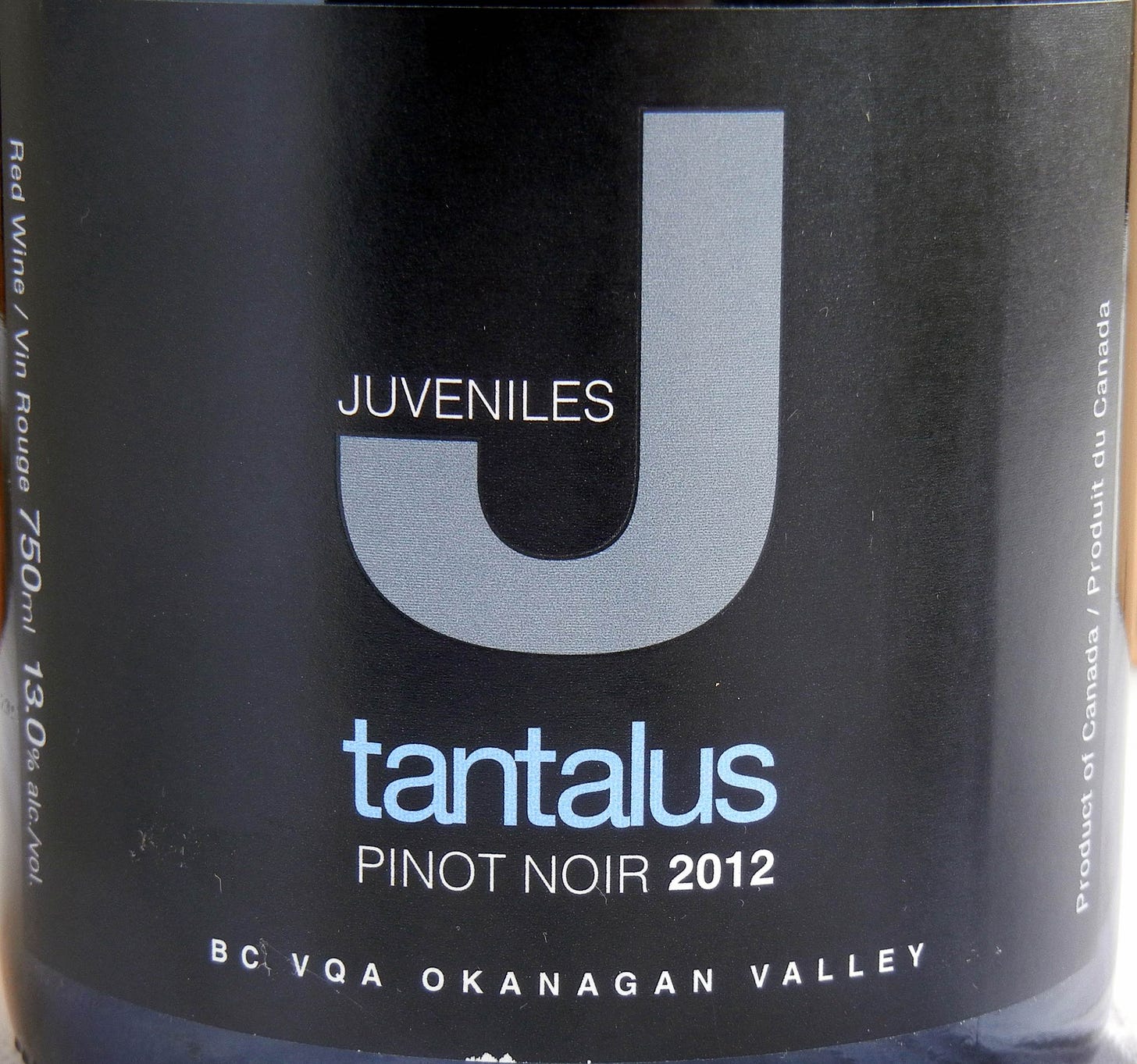 Tantalus Juveniles Pinot Noir 2012 Label - BC Pinot Noir Tasting Review 19