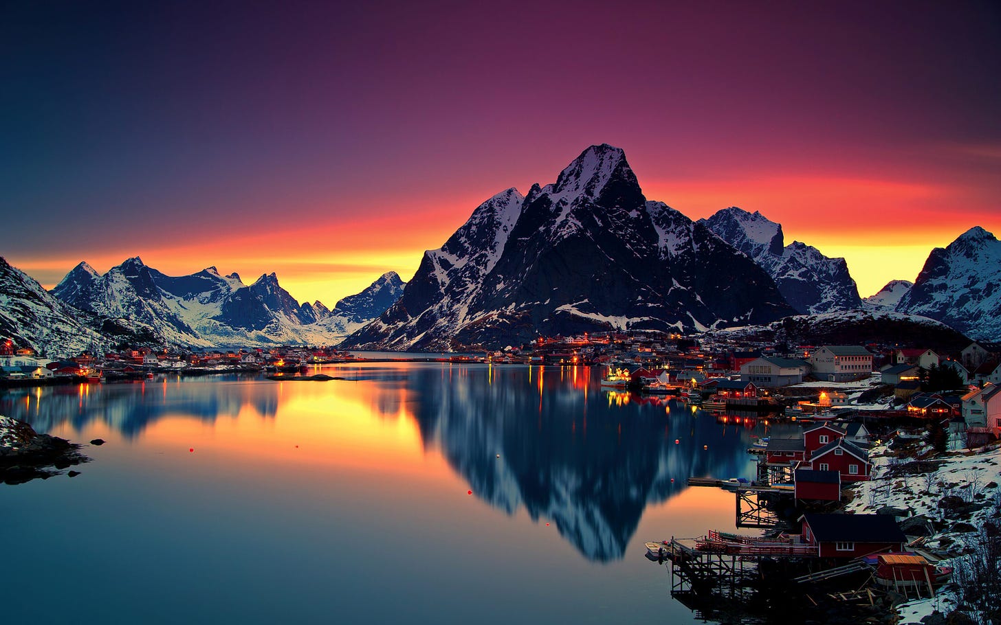 Reinebringen Mountains in Norway Sunset 4K Wallpaper - Best Wallpapers