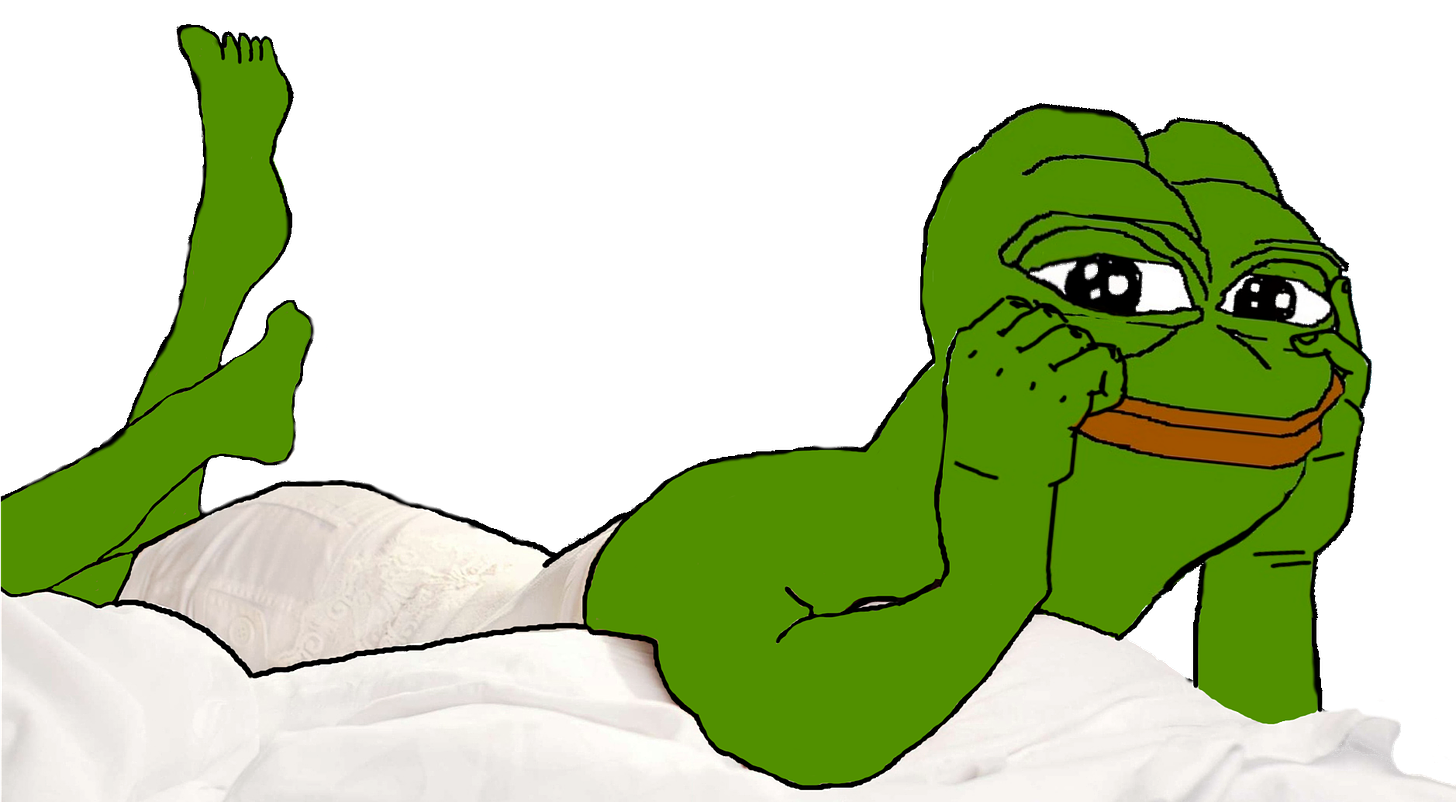 Download Relaxed Pepe The Frog Reclining | Wallpapers.com