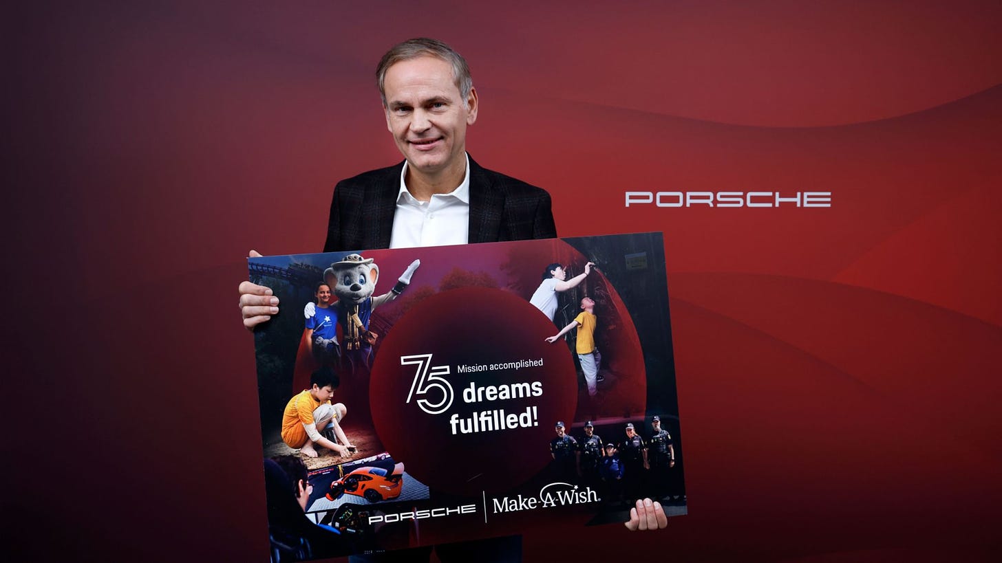 Oliver Blume, président du directoire de Make-A-Wish, 2023, Porsche AG