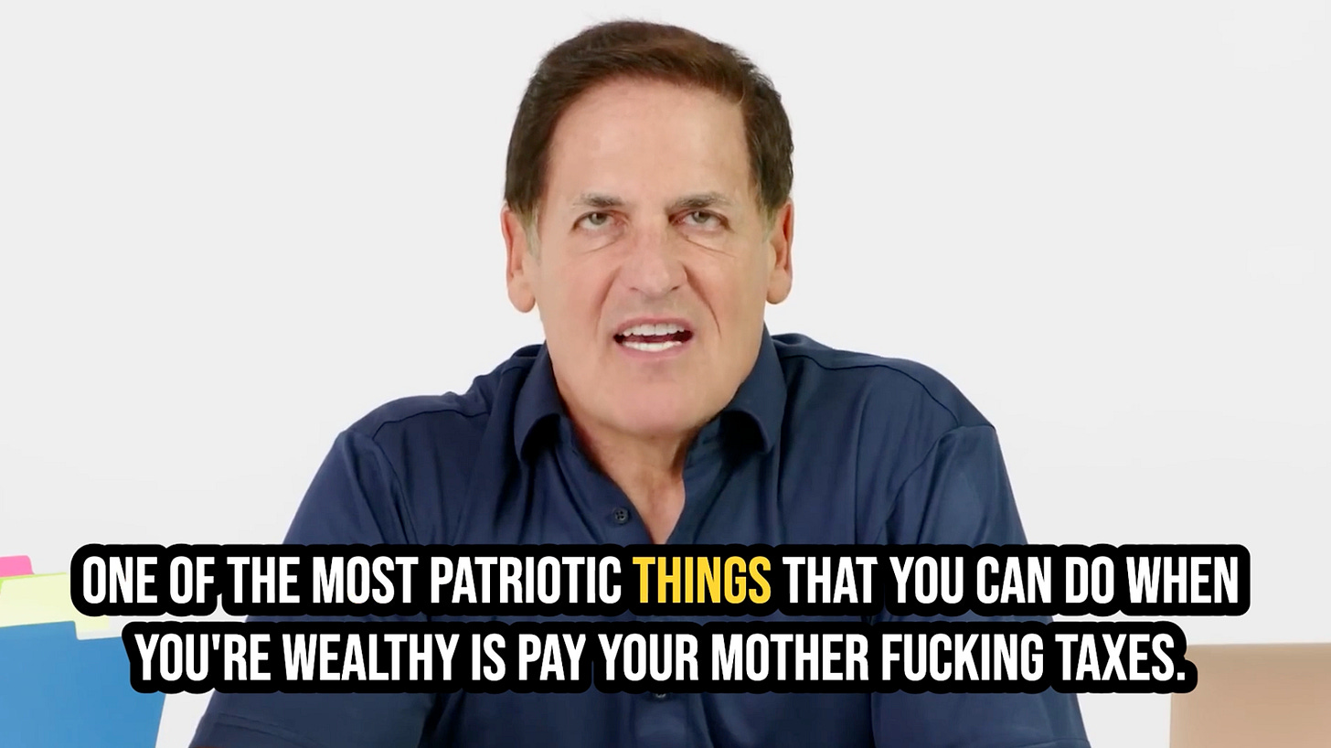 "One of the most patriotic things that you can do when you're wealthy is pay your motherfucking taxes."