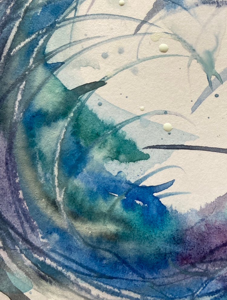 Abstract watercolour — waves in a storm
