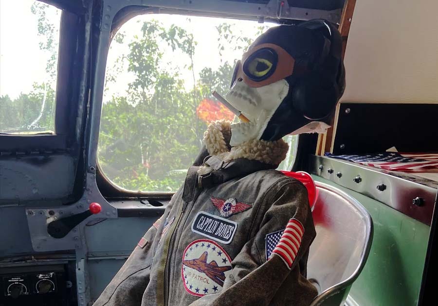 Captain Bones, co-pilot of the Lady Luck Airbnb
