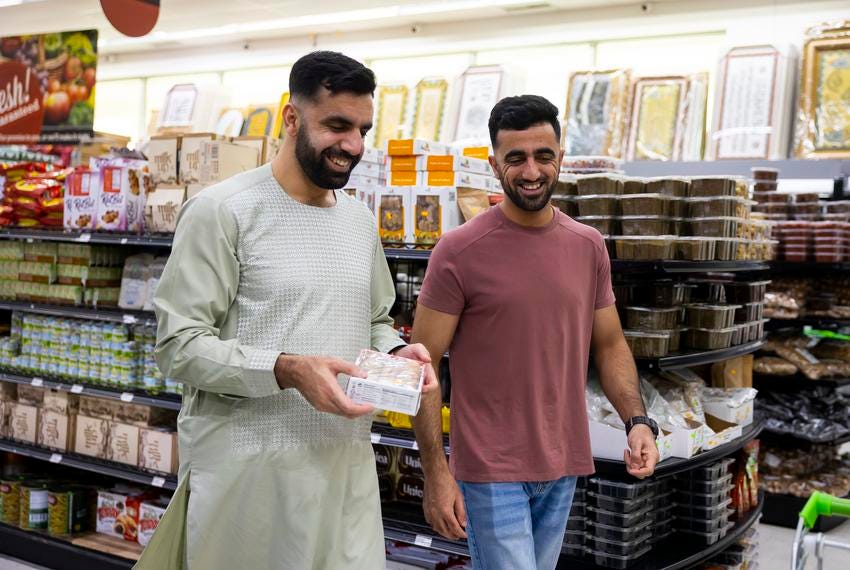 Sami-ullah Safi and Abdul Wasi Safi shop for items to celebrate Eid on Friday, April 21, 2023, in Houston, TX.                                                        