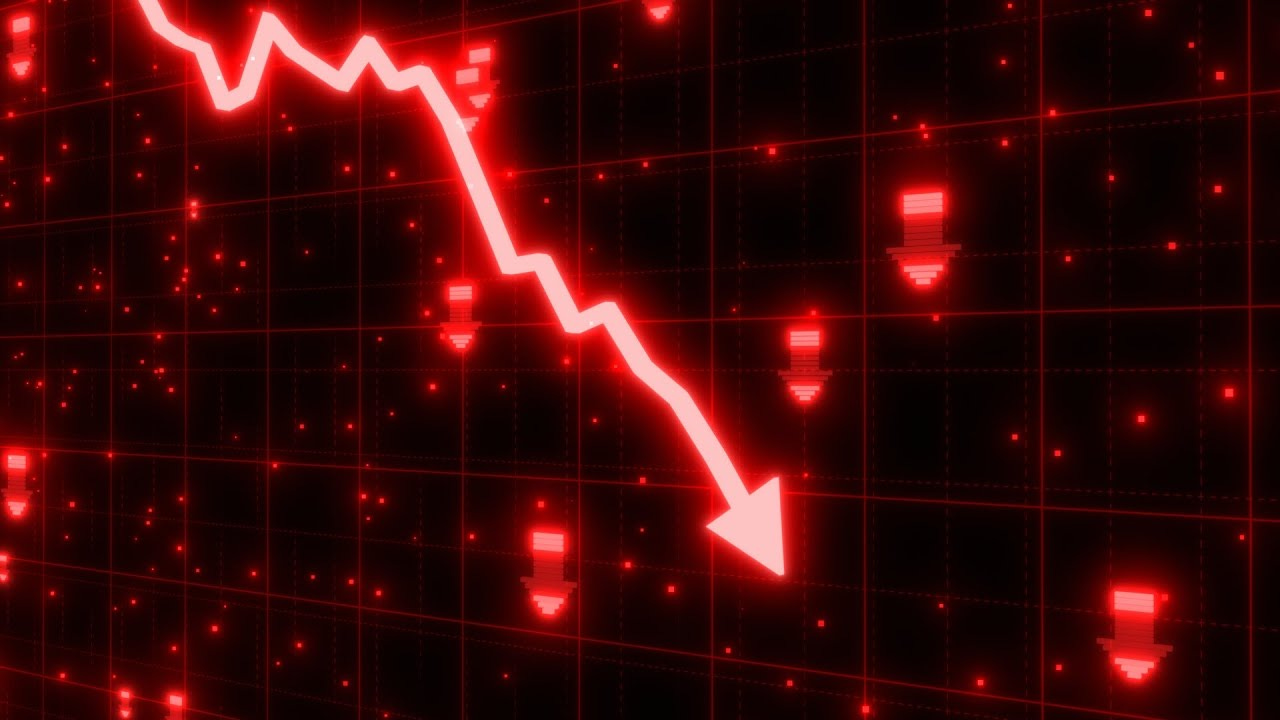 Stock Market Crash of Red Arrow Graph Going Down Into Recession 4K 60fps  Wallpaper Background