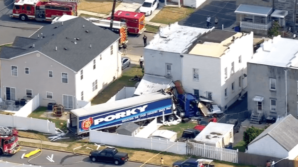 Tractor-trailer crashes into New Jersey home after driver suffers medical episode (WABC via CNN Newsource){&nbsp;}