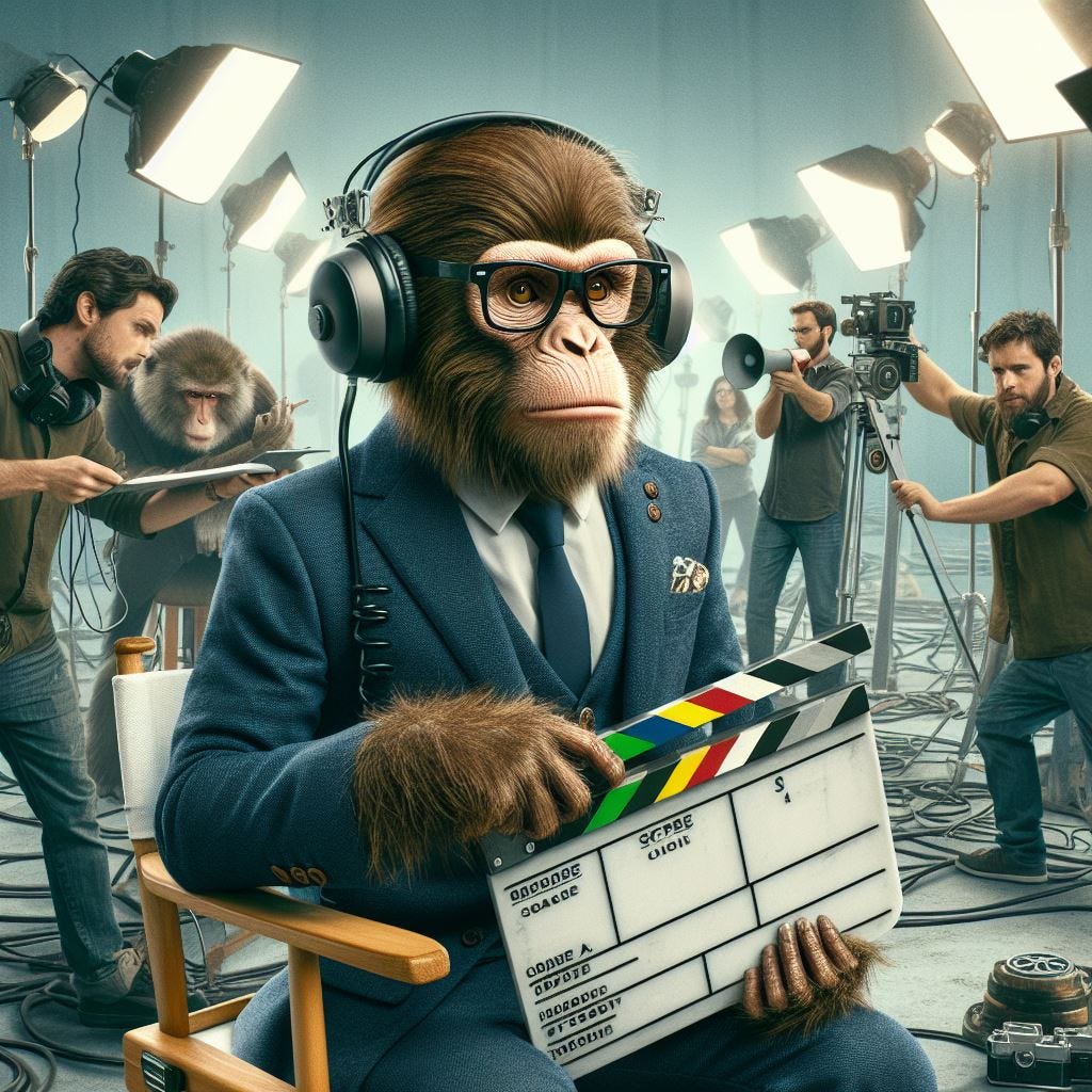 A realistic monkey as a film director