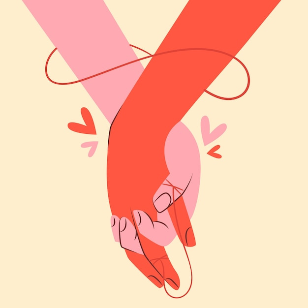 Hand drawn red thread illustration