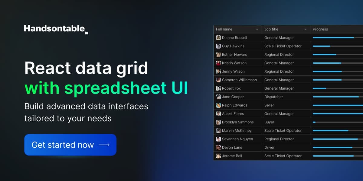 Handsontable: Advanced data grid for your React app