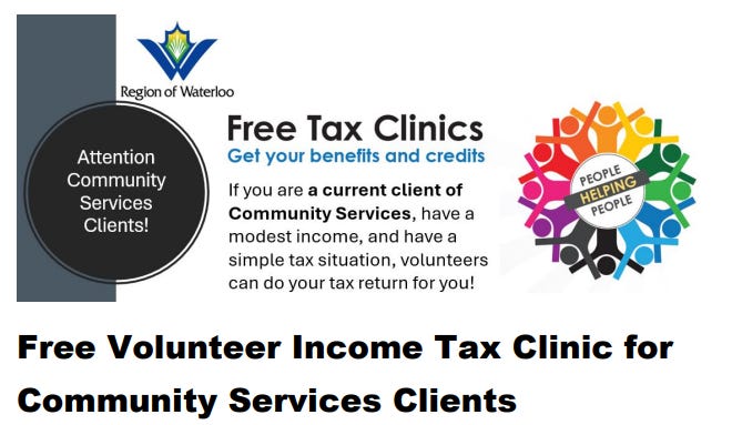 Poster: free tax clinics for community services clients