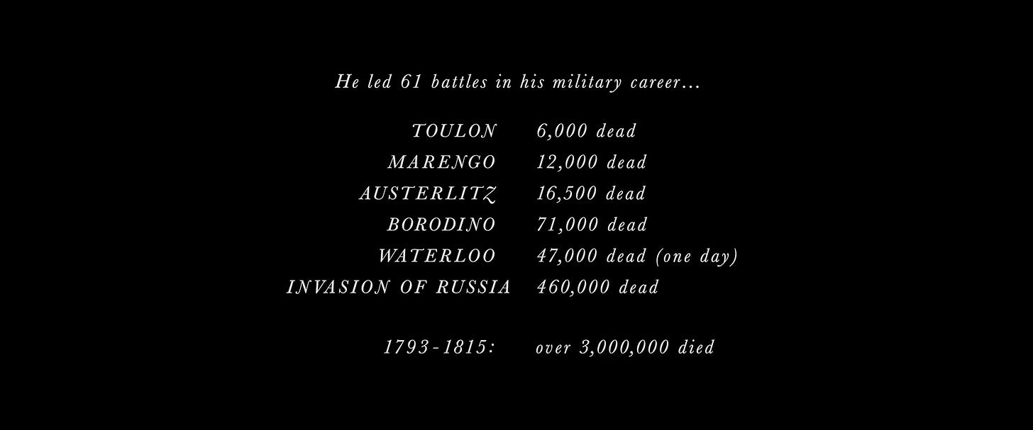 Napoleon’s military career insights; the number of deaths in the battles