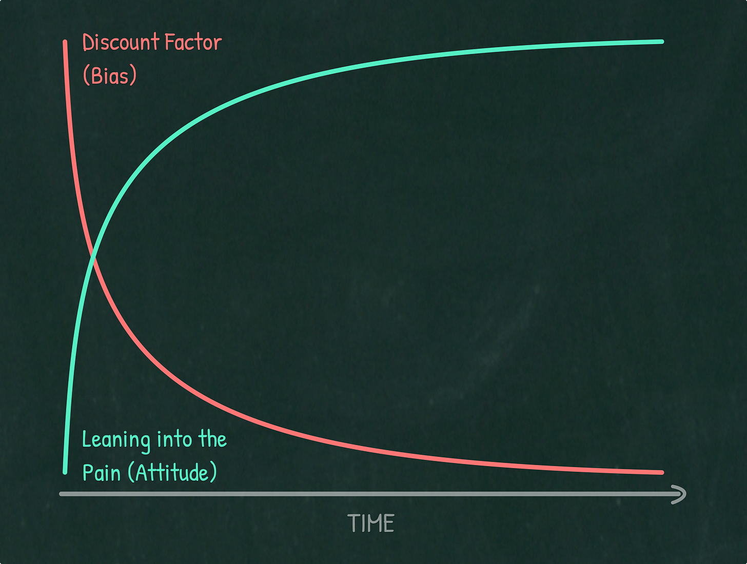 hyperbolic discounting vs leaning into the pain