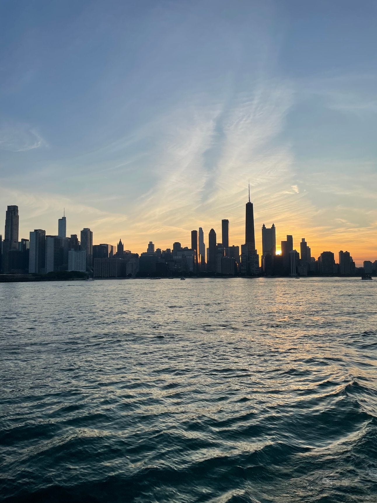 The Chicago skyline at dusk The Chicago skyline at dusk