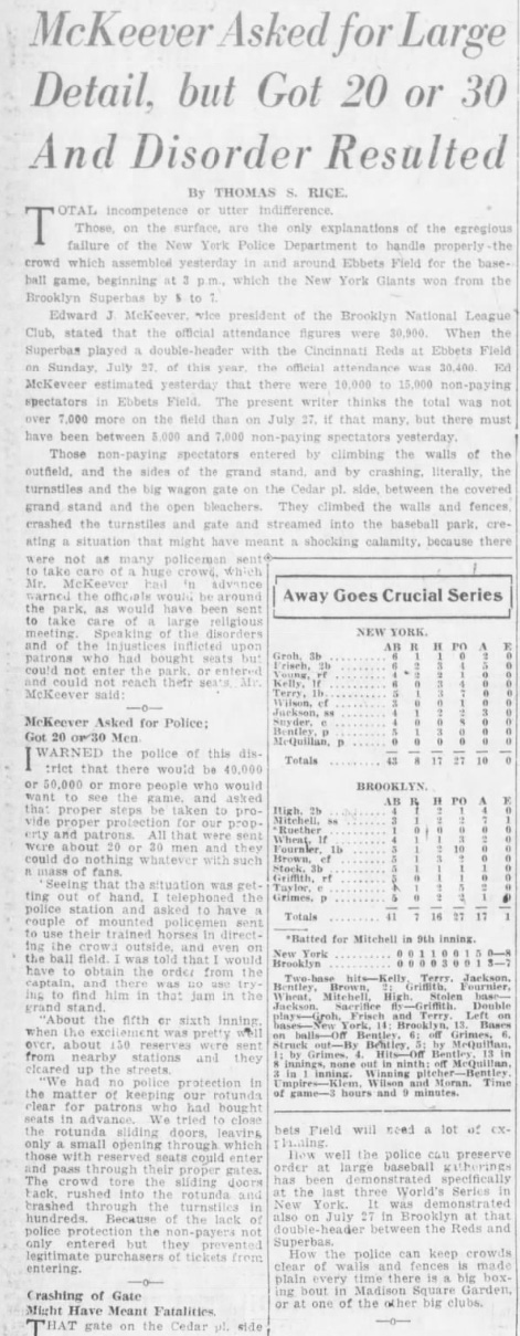 1924 Giants Dodgers Rivalry