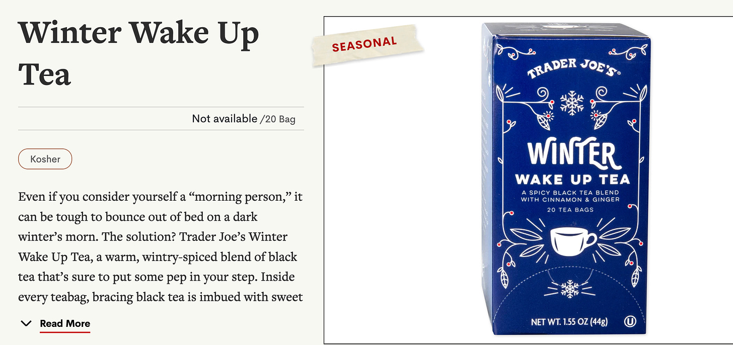 winter wake up tea from trader joes
