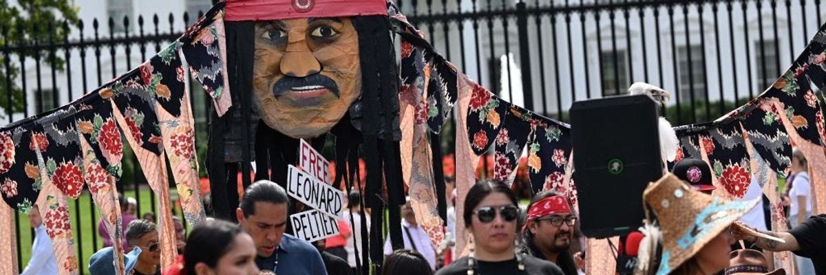 Free Leonard Peltier protest outside White House Free Leonard Peltier protest outside White House