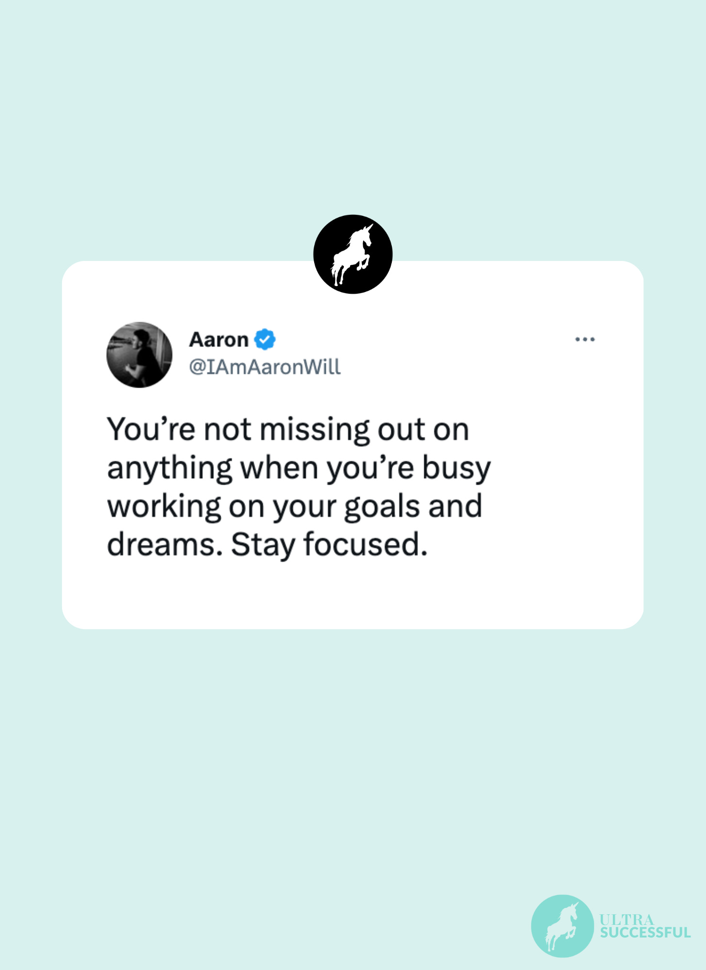 @IAmAaronWill: You’re not missing out on anything when you’re busy working on your goals and dreams. Stay focused.