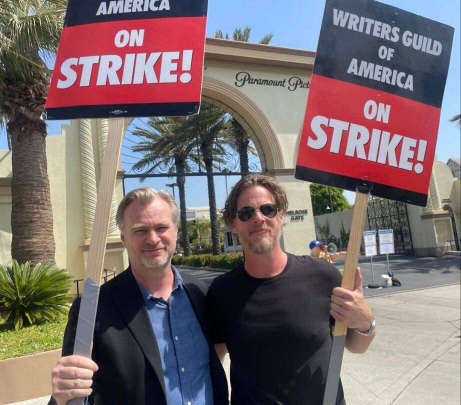 Film Updates on X: "Christopher Nolan and Jonathan Nolan on the picket line  for the writers strike outside of Paramount Pictures.  https://t.co/mFUWEaR5uc" / X